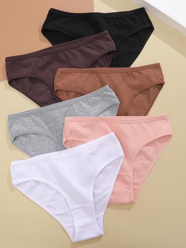 Women's Solid Color Panty, Korean Style Wear, Soft Comfortable Breathable Knicker for Daily Wear, Panties for Women, Women's Underwear for All Seasons, Korean Streetwear