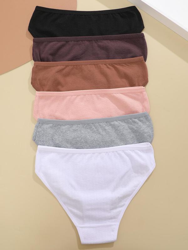 Women's Solid Color Panty, Korean Style Wear, Soft Comfortable Breathable Knicker for Daily Wear, Panties for Women, Women's Underwear for All Seasons, Korean Streetwear