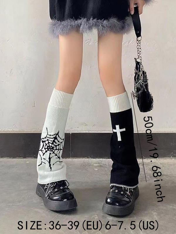 Women's Star Print Reversible  Leg Warmers, Casual Cozy Warm Socks for Daily Outdoor Wear, Women Socks for Fall & Winter