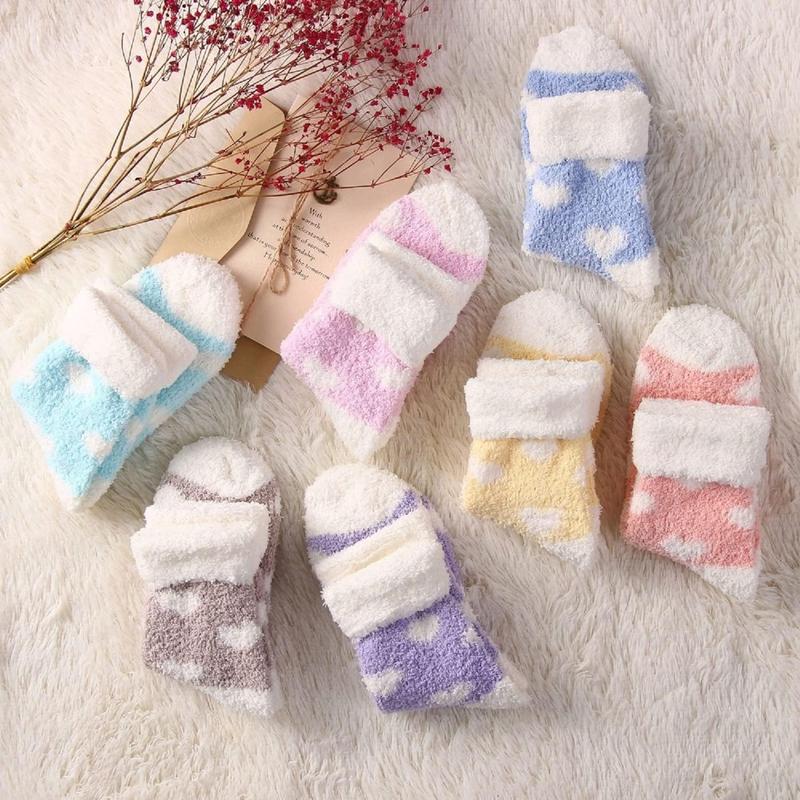 2 Pairs Fleece Slipper Socks Fuzzy Fluffy Thermal Sleeping Winter Socks Women Teen Girls