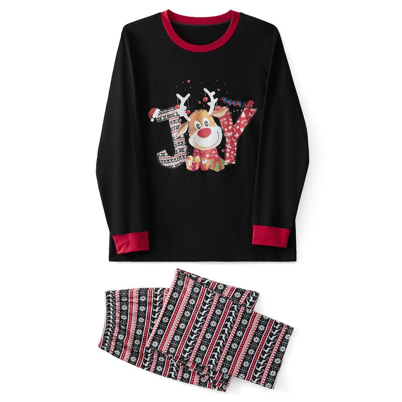 Family-sized Christmas pajamas, baby onesies dog clothes letter deer print top and pants pajamas set Womenswear Check christmas pajamas