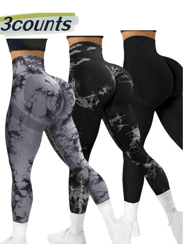 Women's Tie Dye Print Plain High Waist Leggings, Casual Comfy Breathable Skinny Pants for Daily Wear, Ladies Bottoms for All Seasons