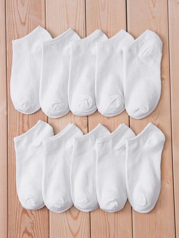 Women's 10 Pairs Simple Plain Ankle Socks for Summer 2024, Comfy Basic Breathable Extra Low Cut Socks for Summer, Comfort Lady Women's Socks for Daily Wear, Minimalist White Womenswear