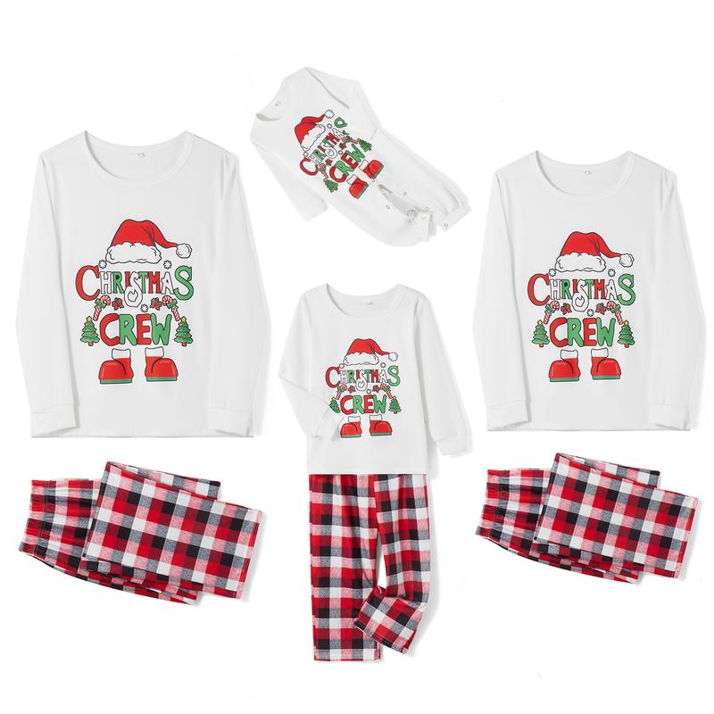 Family Christmas Pajamas Matching Sets Letters Plaid Christmas Matching Jammies Pajamas Holiday Sleepwear for Adult