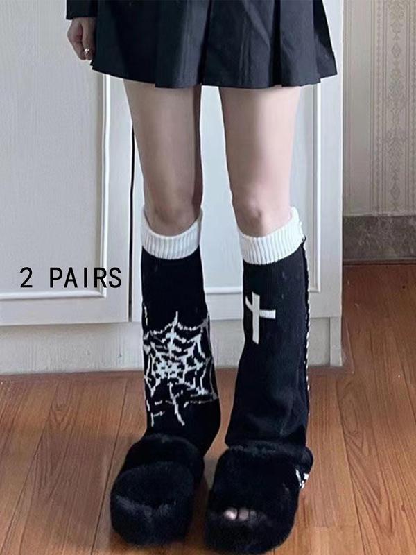 Women's Star Print Reversible  Leg Warmers, Casual Cozy Warm Socks for Daily Outdoor Wear, Women Socks for Fall & Winter