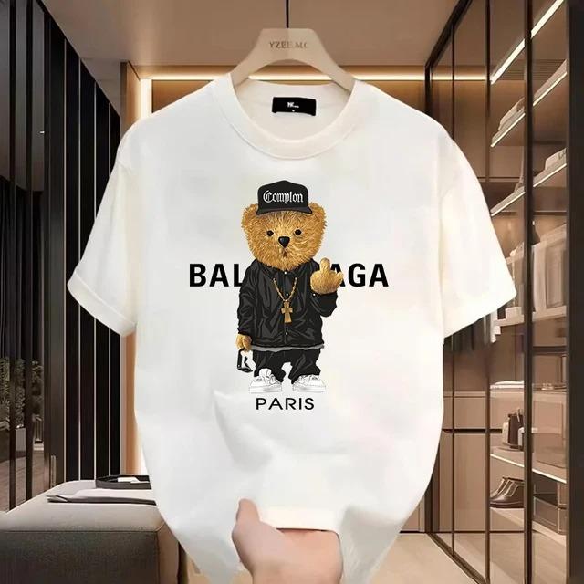 Unisex Cotton T-Shirt with Balan Gangster Bear Print,  high-quality cotton, stylish outfit, graphic design, limited edition, exclusive collection, fashion statement, comfortable fit, fashion for all, unique t-shirt, pop culture fashion