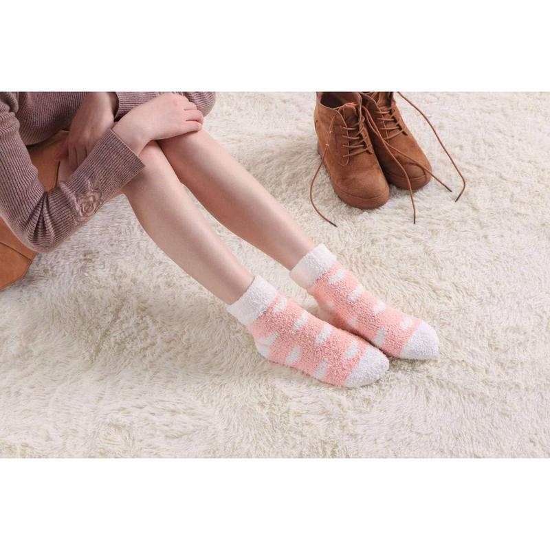 2 Pairs Fleece Slipper Socks Fuzzy Fluffy Thermal Sleeping Winter Socks Women Teen Girls