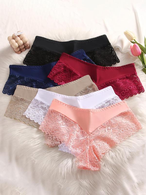 Women's Contrast Lace Panty, Soft Comfy Breathable Knicker for Daily Wear, Underwear for All Seasons