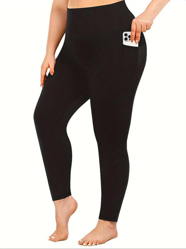  Solid Pocket Leggings, Casual Comfy Skinny Pants for Women, Women's Bottoms for Fall & Winter