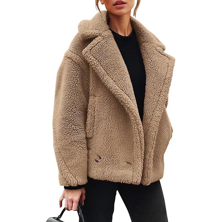 PrettyGarden Women Winter Fashion Sherpa Coats Lapel Fleece Jacket Faux Fur Dressy Fall Outfits