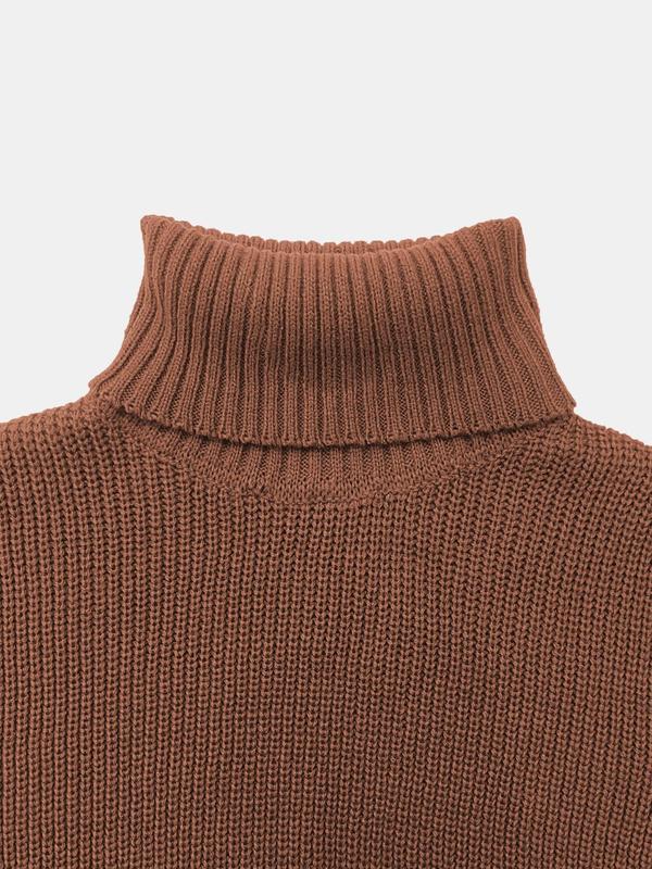 Women's Plain Button Detail High Low Split Sweater Vest, Casual Turtleneck Sleeveless Knit Top, Ladies Fall & Winter Clothes for Daily Wear, Fall Outfits, Fallfreshness