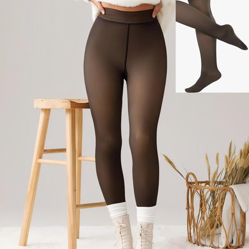 Fleece Lined Tights Sheer Women Fake Translucent Warm Pantyhose Leggings Sheer Thick Tights for Winter legging woman