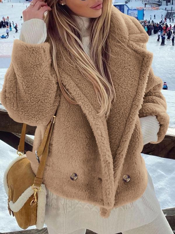 PrettyGarden Women Winter Fashion Sherpa Coats Lapel Fleece Jacket Faux Fur Dressy Fall Outfits