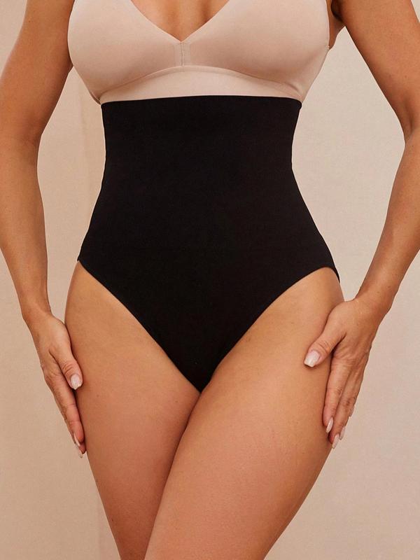 Women's Solid High Waist Skinny Panty, Breathable Comfy Body Contouring Underwear, Women's Underwear & Sleepwear, Comfort Basic Womenswear, Minimalist Underwear for Women