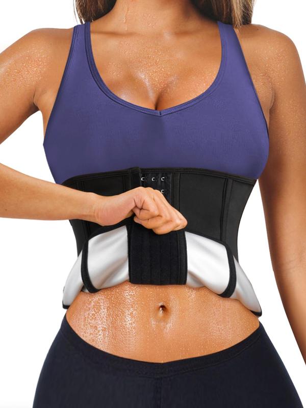 Women's Adjustable Hook & Eye Sauna Waist Trainer, Tummy Control Sports Waist Support, Workout Fitness Sweat Belt, Sports Shapewear, Comfort Cozy Tummy Control Hook Closure Fajas Colombianas Shaper