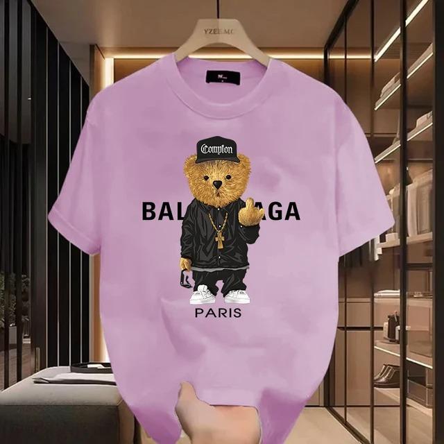 Unisex Cotton T-Shirt with Balan Gangster Bear Print,  high-quality cotton, stylish outfit, graphic design, limited edition, exclusive collection, fashion statement, comfortable fit, fashion for all, unique t-shirt, pop culture fashion