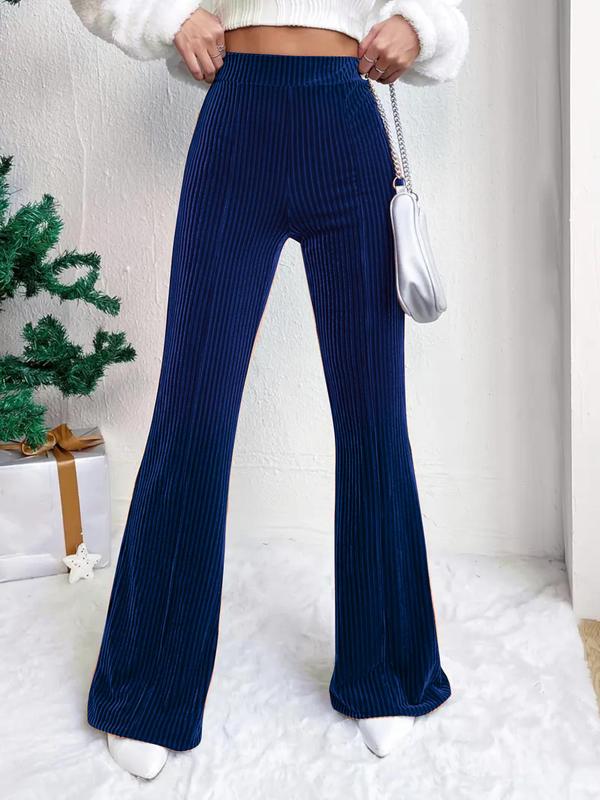 Women's Plain High Waist Flare Leg Pants, Casual Comfy Bell Bottom Trousers for Daily Wear, Ladies Bottoms for Fall