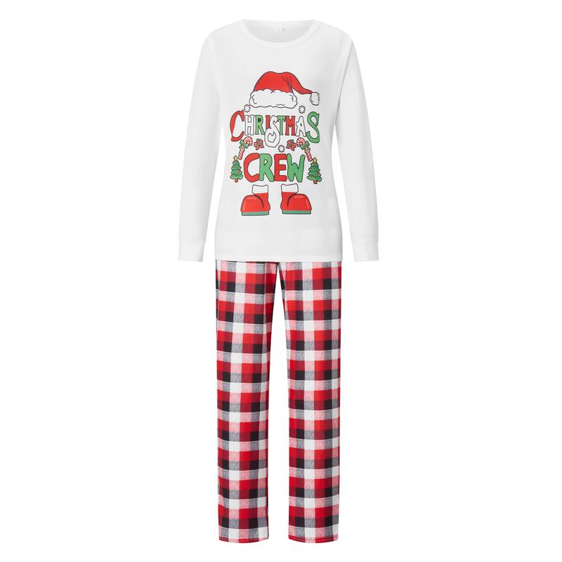 Family Christmas Pajamas Matching Sets Letters Plaid Christmas Matching Jammies Pajamas Holiday Sleepwear for Adult