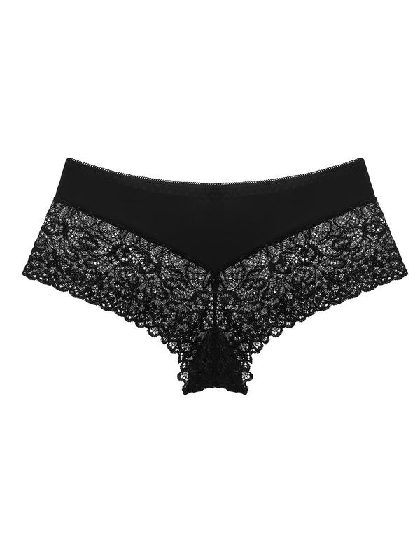 Women's Contrast Lace Panty, Soft Comfy Breathable Knicker for Daily Wear, Underwear for All Seasons