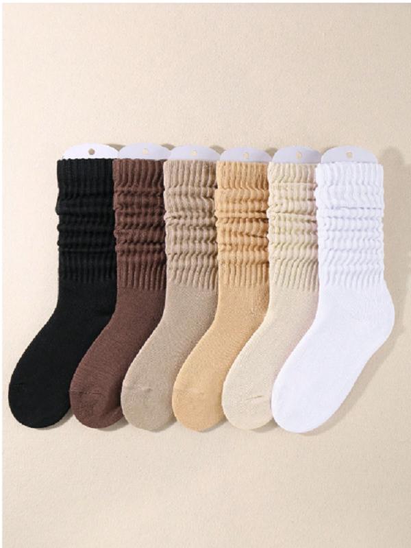 Women's Pink Slouch Knit Socks - 6 Pairs for Fall and Winter - Womenswear, Underwear