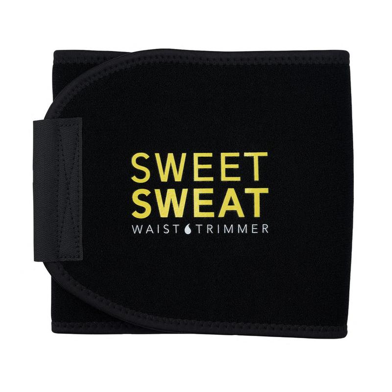 Sweet Sweat Ab Trainer for Women and Men - Sweat Band Waist Trainer Belt for High Intensity Training and Gym Workouts, 5 Adjustable Sizes - Black Yellow