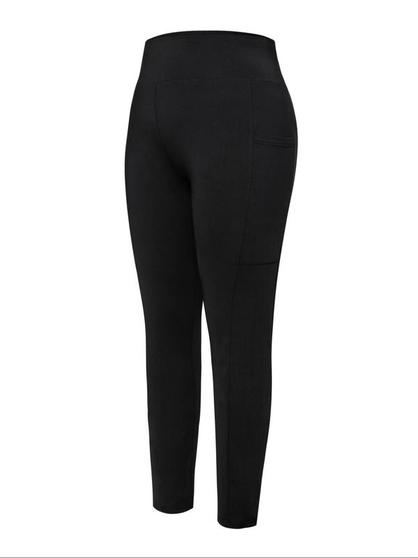  Solid Pocket Leggings, Casual Comfy Skinny Pants for Women, Women's Bottoms for Fall & Winter