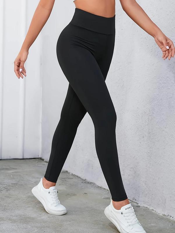 Plus Solid High Waist Skinny Pants, Casual Comfy Breathable High Rise Leggings For Daily Wear, Women's Bottoms For Summer Spring Fall