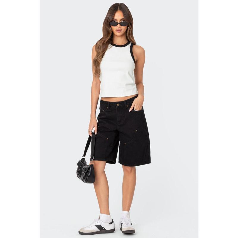 Jacqui Low Rise Denim Bermuda Shorts