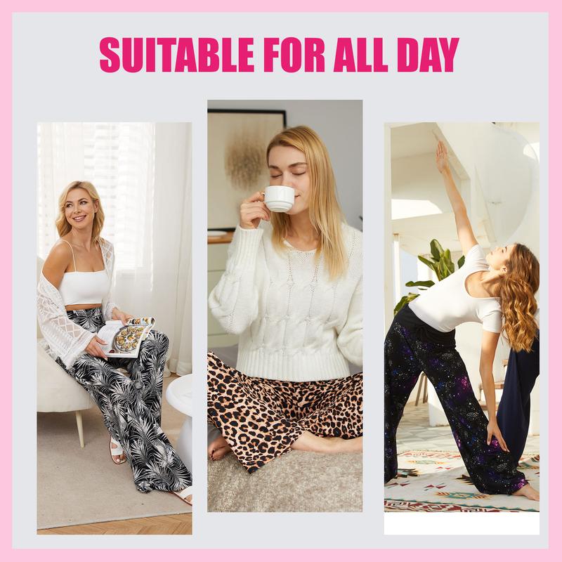 SHOWITTY 3 Pack Pajamas Pants for Women, Plus Size High Waisted Loose Wide Leg Womens Yoga Pants with Pockets Stretchy Work Casual Pants Loungewear