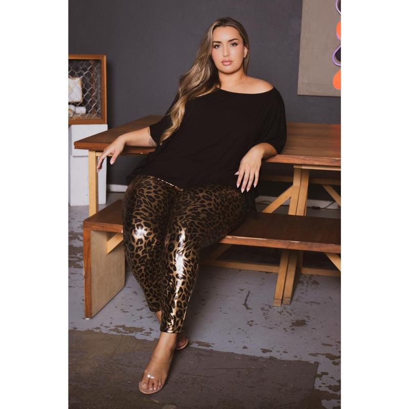 Plus Size Brie High Waist  Leggings- Gold