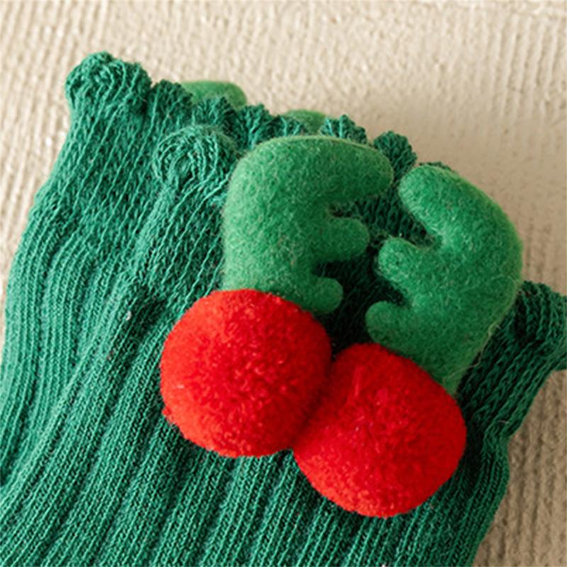 Christmas Girl Ankle Socks 5 Pairs Cute Funny Plush Ball Reindeer Ribbed Slipper Floor Socks