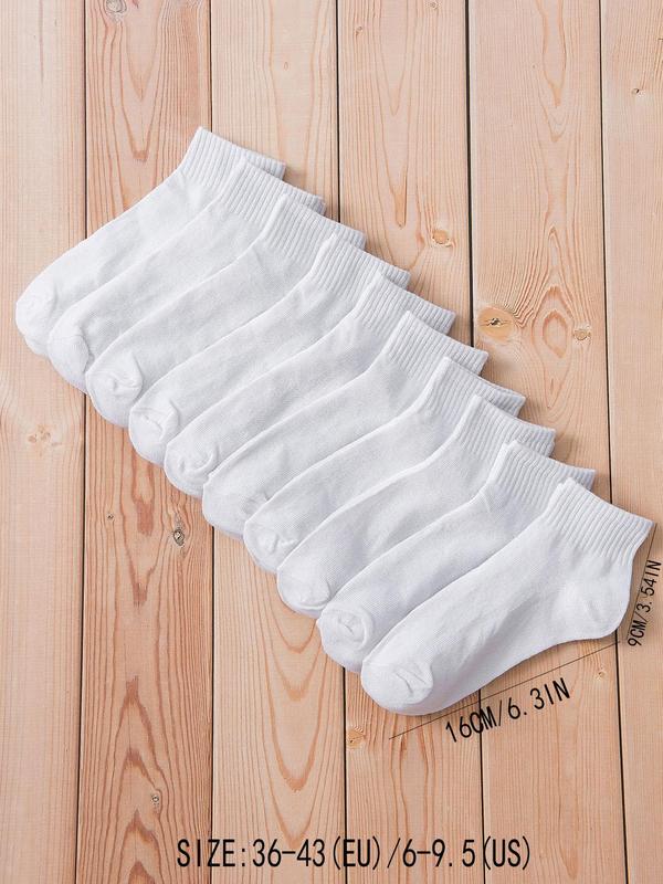 Women's 5 Pairs Solid Crew Socks, Basic Simple Mid Calf Socks for Daily Wear, Women's Socks for All Seasons