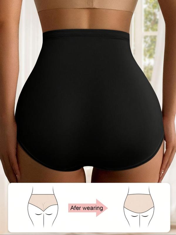 Women's Light Tummy Control Solid Color High Waist Briefs, Soft Comfy Breathable Panties for Daily Wear, Women's Underwear for All Seasons