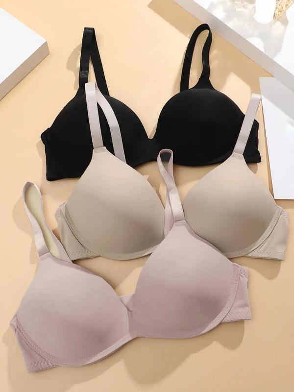 Women's Plain Color Adjustable Strap Plunge Bra, Casual Soft Comfortable Breathable Lingerie Top for Daily Wear, Push Up Bra, Summer Wear, Women's Underwear for All Seasons