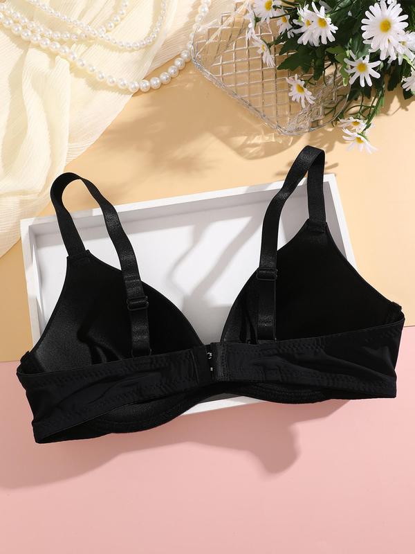 Women's Plain Color Adjustable Strap Plunge Bra, Casual Soft Comfortable Breathable Lingerie Top for Daily Wear, Push Up Bra, Summer Wear, Women's Underwear for All Seasons