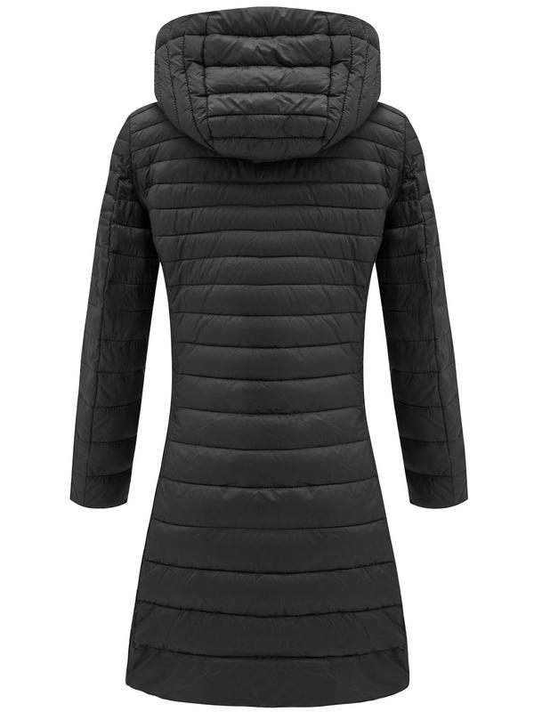  Solid Button Front Pocket Quilted Hooded Jacket, Casual Long Sleeve Zip Up Outerwear for Fall & Winter, Winter Clothes Women for Daily Wear