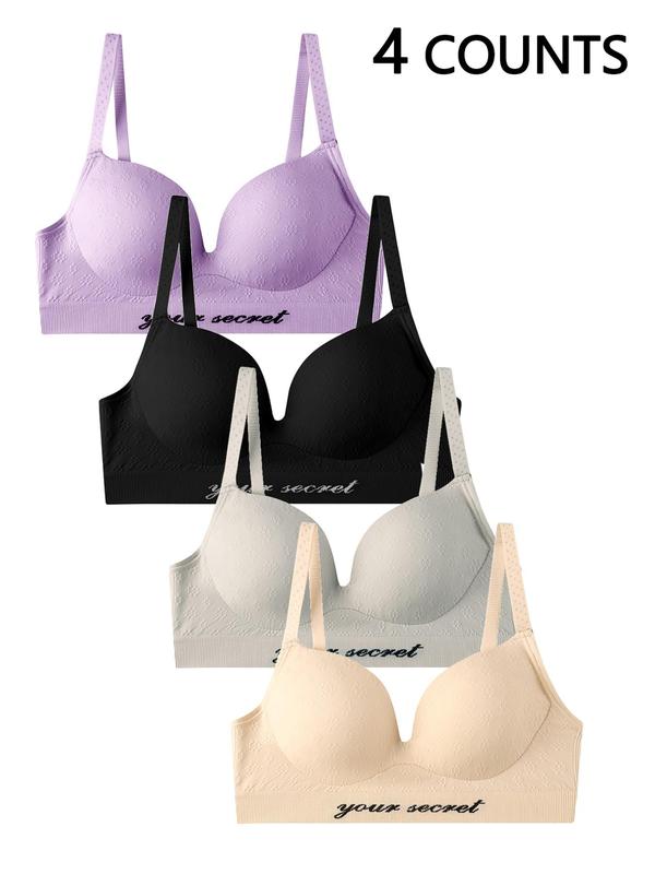 Women's Solid Wireless Bra, Soft Comfy Breathable Push Up Bra, Women's Lingerie for All Seasons