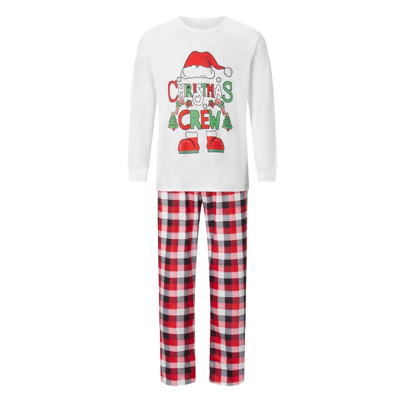 Family Christmas Pajamas Matching Sets Letters Plaid Christmas Matching Jammies Pajamas Holiday Sleepwear for Adult