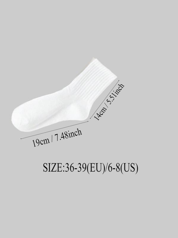 Women's Summer Minimalist Solid Crew Socks, Fashion Casual Cozy Breathable Mid-calf Socks for Daily Outdoor Womenswear, Basic Lady Socks for All Seasons, Comfortable Knit Socks for Women Girls