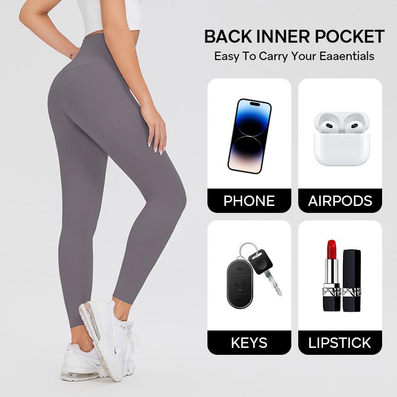 AFZ High Waist Free Buttery Soft Lycra Leggings Tummy Control Back Inner Pockets Leggings Inseam 24 28’’ Breathable Fabric Free Cutting for Both Petite, Tall and Plus, Minimalist Fashion