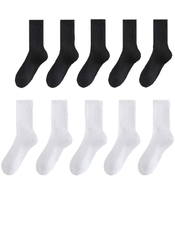 Women's Summer Minimalist Solid Crew Socks, Fashion Casual Cozy Breathable Mid-calf Socks for Daily Outdoor Womenswear, Basic Lady Socks for All Seasons, Comfortable Knit Socks for Women Girls