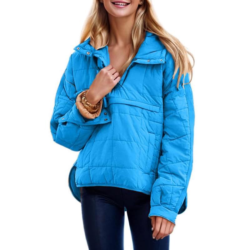 Molitree Women's Oversized Hooded Puffer Jacket Quilted Lightweight Winter Warm Pullover Padded Hoodies Coat zip hoodies jumper jacket