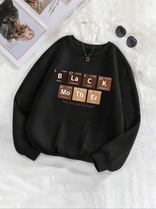 Women's Letter Print Round Neck Sweatshirt, Casual Long Sleeve Crew Neck Pullover for Fall & Winter, Trendy Sweatshirts for Women, Women's Clothes for Daily Wear