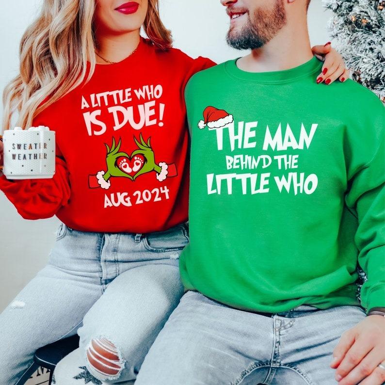 Couples Pregnancy Announcement Sweatshirt, Christmas Holiday Gender Reveal, Gift for Expecting Matching Crewneck, Funny Sweatshirts, Gift Fof Her, Gift for Her