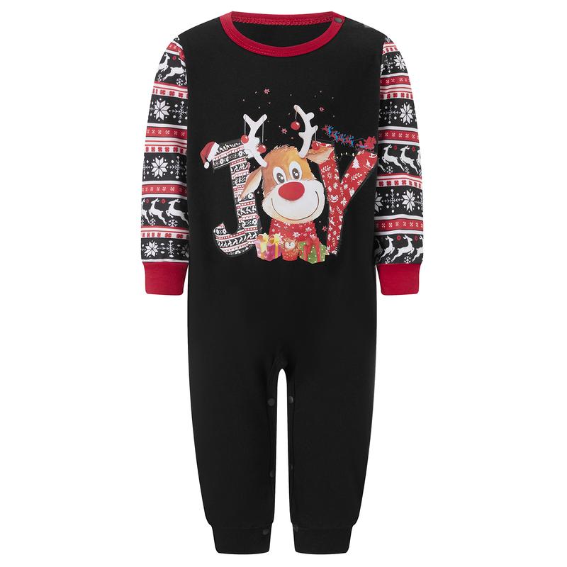 Family-sized Christmas pajamas, baby onesies dog clothes letter deer print top and pants pajamas set Womenswear Check christmas pajamas