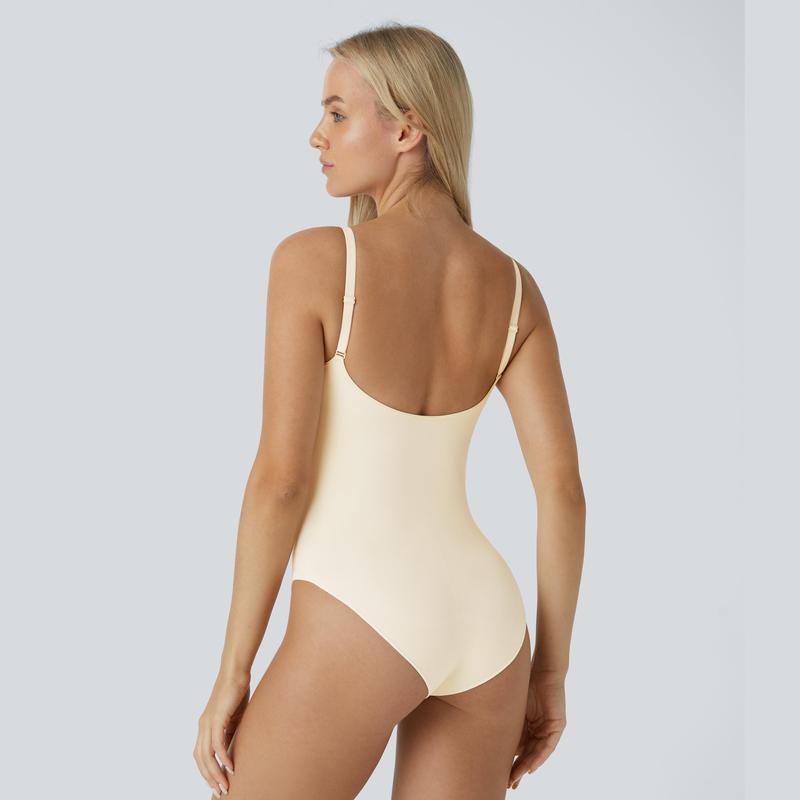 Halara Seamless Flow Adjustable Strap Backless Tummy Control Snap Closure Lounge Sculpting Shapewear Bodysuit