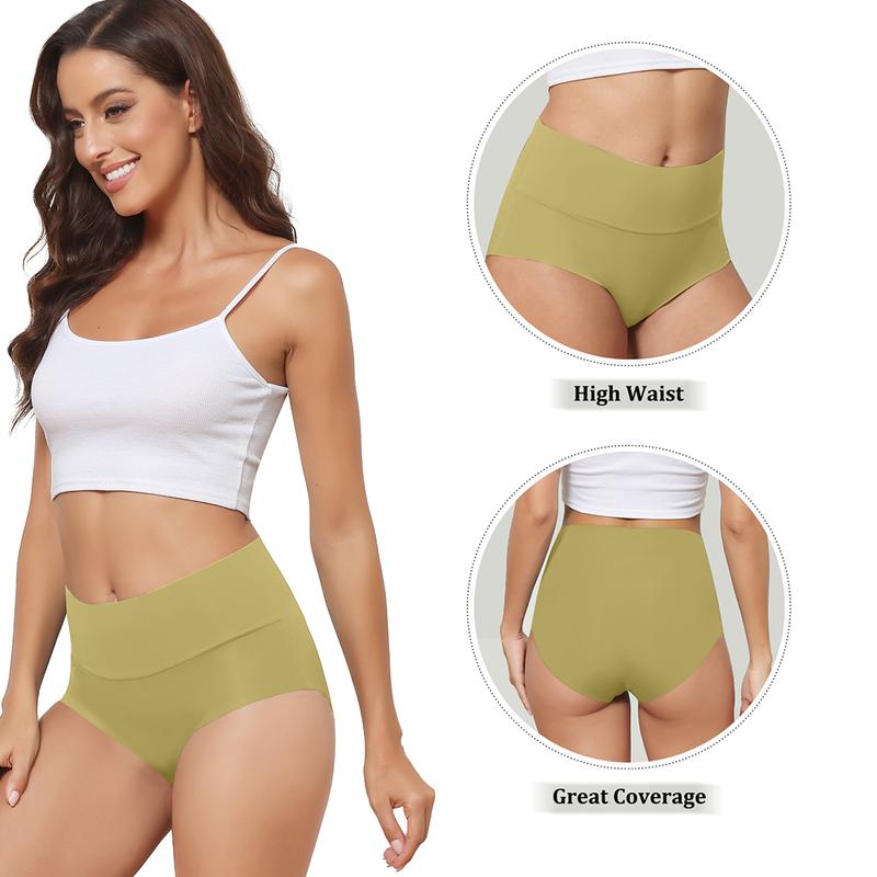 LEVAO High Waisted Underwear for Women Seamless No Show Full Coverage Briefs Breathable Invisible Panties 6 Pack S-XXL