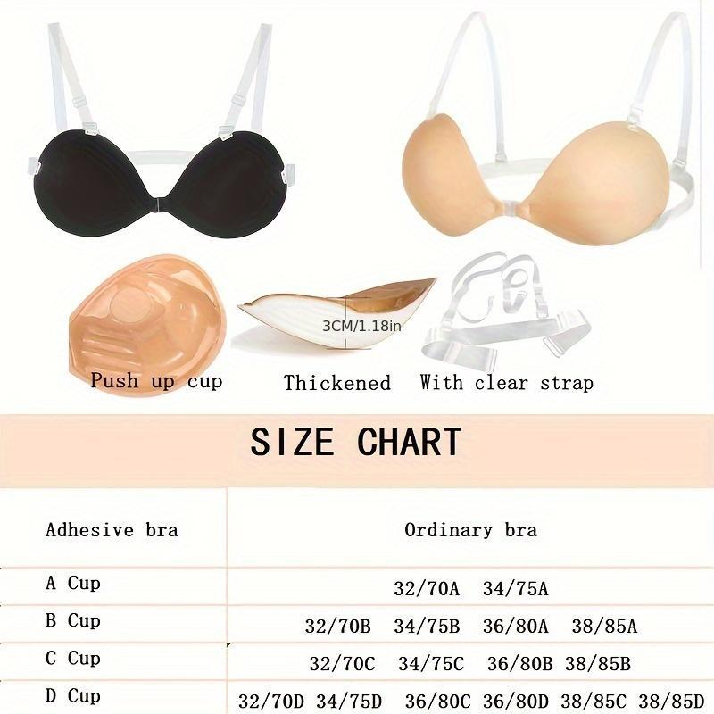 2 Pairs - Adhesive Invisible Sponge Bra, Reusable Push Up Seamless Breast Lift Bra, Women's Sticky Lingerie Inserts Sticky Bra for Plus Size With Removable Straps