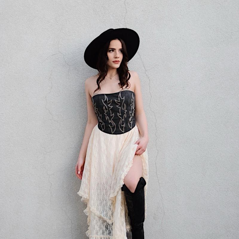 Vegan Leather Embroidered Western Corset Top