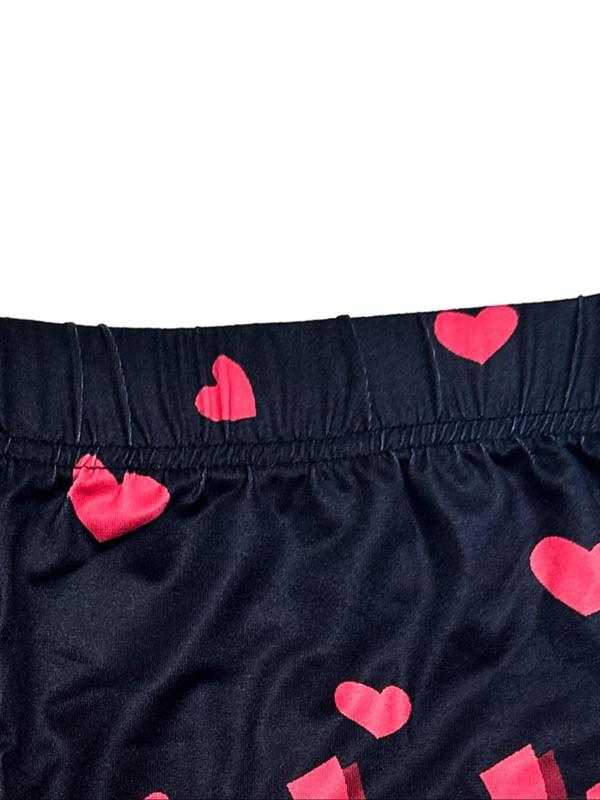 Plus Size Heart & Letter Print Elastic Waist Skinny Shorts, Casual Comfy Breathable Shorts for Daily Wear, Shorts for Women, Women's Bottoms for All Seasons